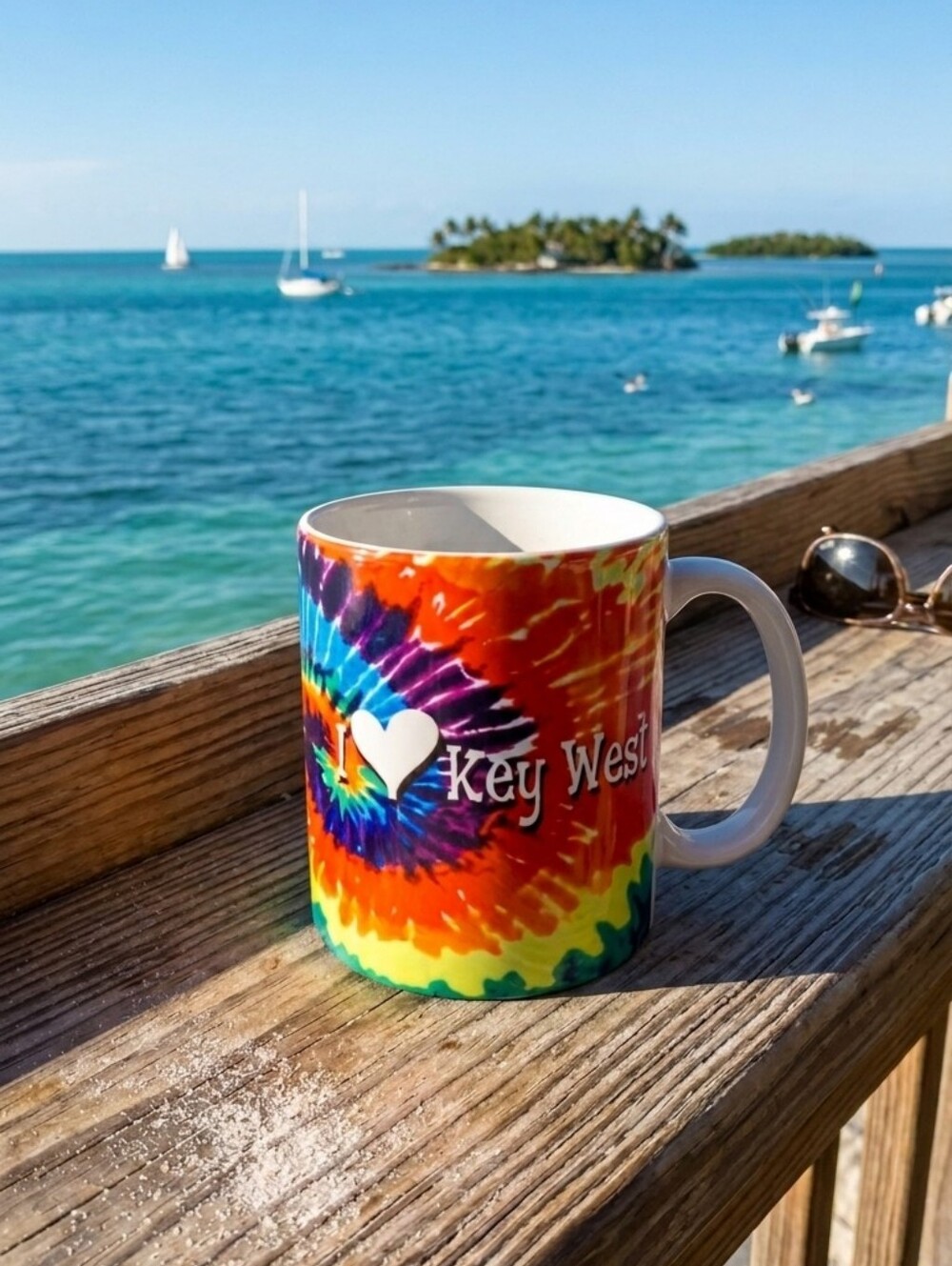 Key West Tye Dye Multicolor Ceramic Souvenir coffee mug NWT